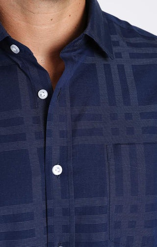 Navy Hayati Spread Collar Shirt - JACHS NY