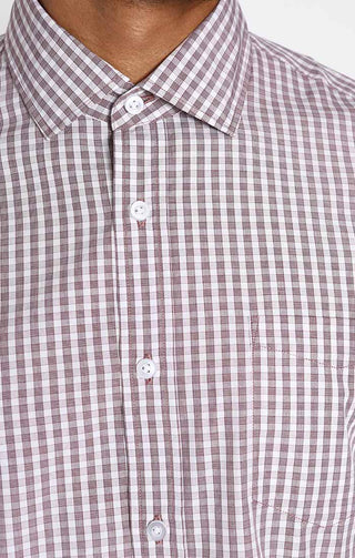 Burgundy Plaid Hayati Spread Collar Shirt - JACHS NY