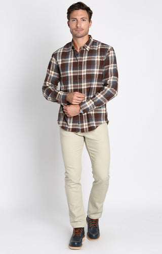 Brown Plaid Midweight Stretch Flannel Shirt - JACHS NY