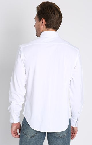 White Warp Knit Bamboo Shirt - JACHS NY
