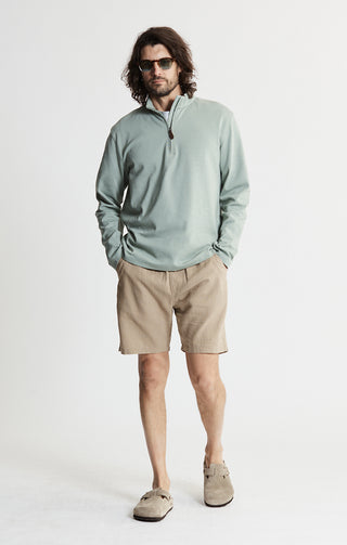 Stretch Cotton Slub Quarter Zip Pullover - JACHS NY