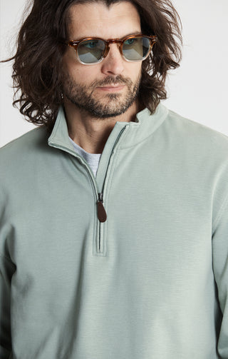 Stretch Cotton Slub Quarter Zip Pullover - JACHS NY