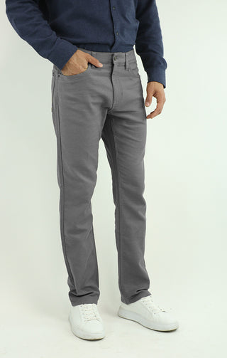 Grey Stretch Straight Fit 5 Pocket Twill Pant