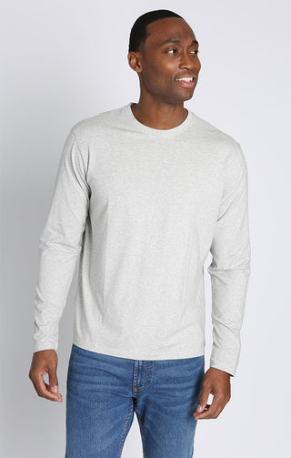 Grey Long Sleeve Cotton Modal Crewneck - JACHS NY