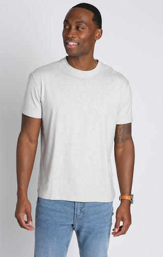 Grey Cotton Modal Short Sleeve Crewneck - JACHS NY