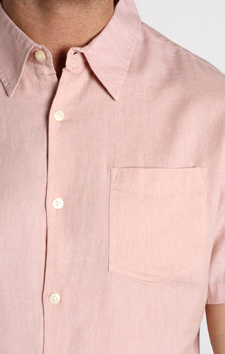 Pink Short Sleeve Cotton Linen Shirt - JACHS NY