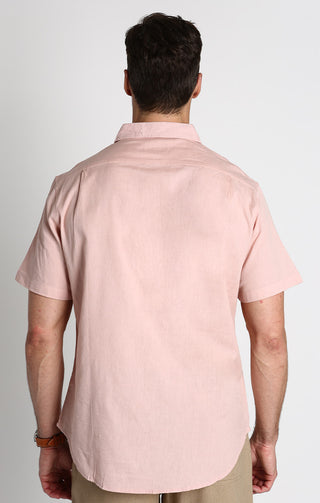 Pink Short Sleeve Cotton Linen Shirt - JACHS NY