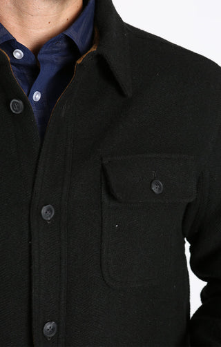 Black Sherpa Lined Wool Blend Jacket - JACHS NY