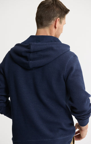 Doubleface Mesh Hooded Henley Pullover - JACHS NY