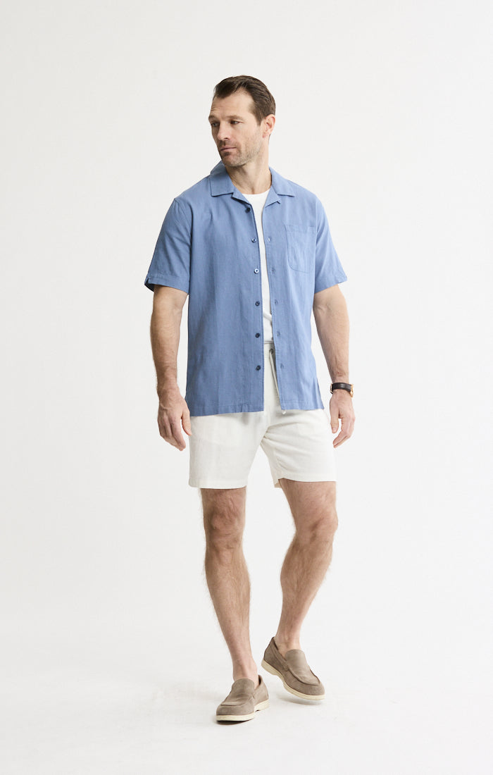 Linen Blend Short Sleeve Camp Shirt | Men's Short Sleeve Shirts