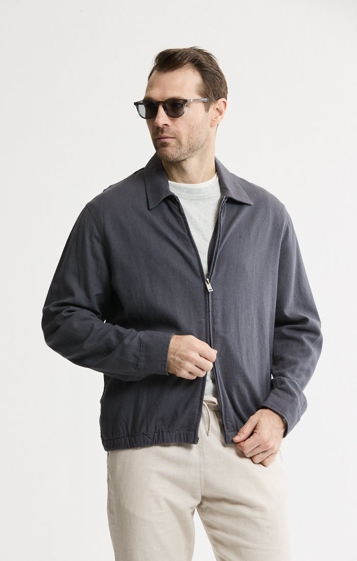 Linen Blend Zip Jacket | Men's Outwear | JACHS NY