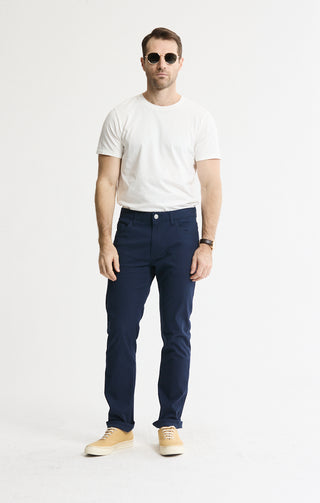 Cotton Silk Blend Stretch 5-Pocket Pants - JACHS NY