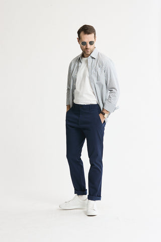 Cotton Silk Blend Stretch Chino Pants - JACHS NY