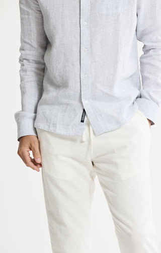 Jachs NY Men's 100% Linen Button-Down Shirt - Grey Solid - M Jachs NY Men's 100% Linen Button-Down Shirt - Grey Solid - M