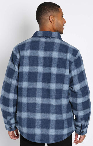 Blue Plaid Sherpa Lined Wool Blend Jacket - JACHS NY