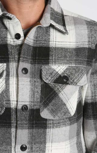 Grey Oversize Plaid Wool Blend Overshirt - JACHS NY