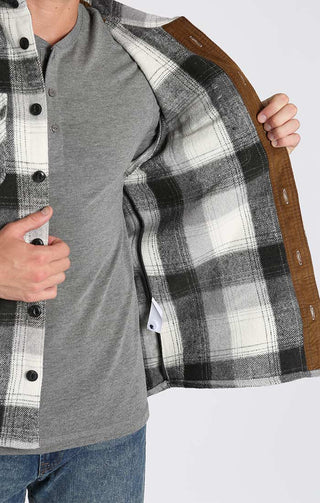 Grey Oversize Plaid Wool Blend Overshirt - JACHS NY