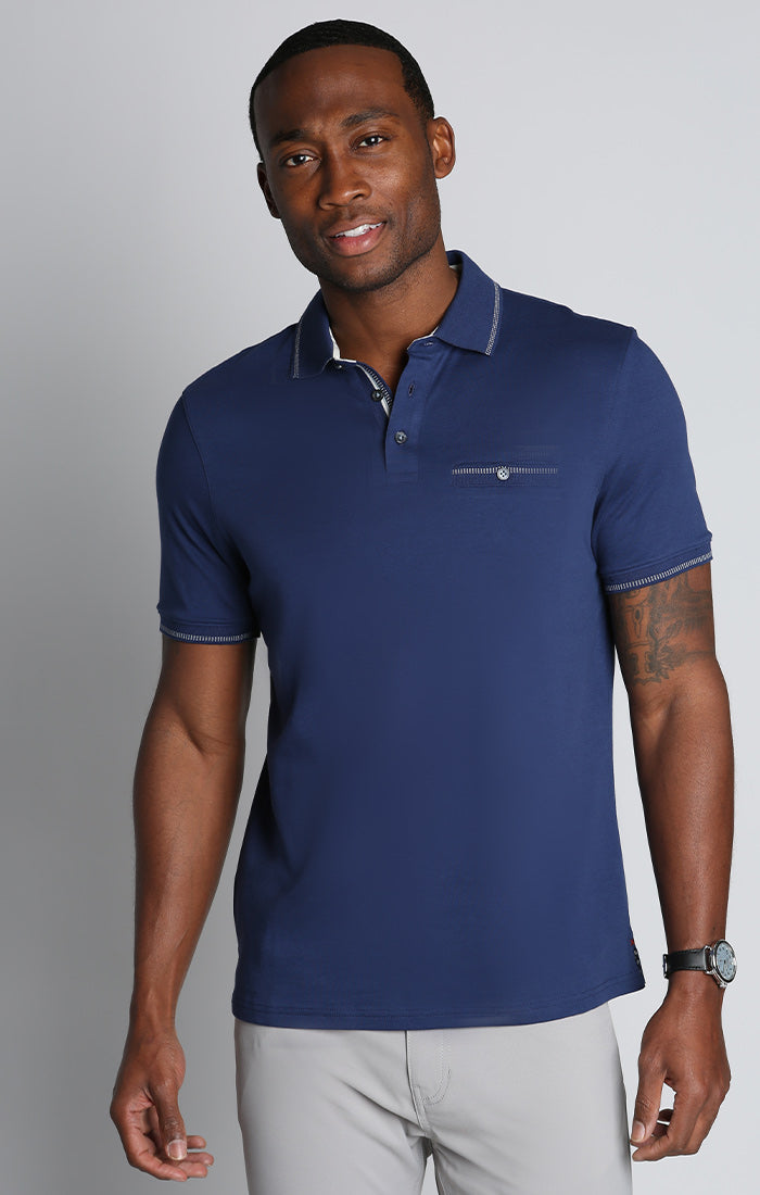 Indigo Luxe Cotton Interlock Polo Shirt – JACHS NY