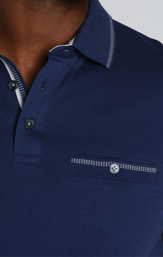 Indigo Luxe Cotton Interlock Polo Shirt - JACHS NY