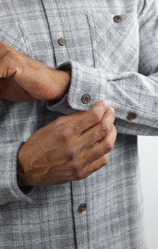 Grey Plaid Knit Flannel Shirt - JACHS NY