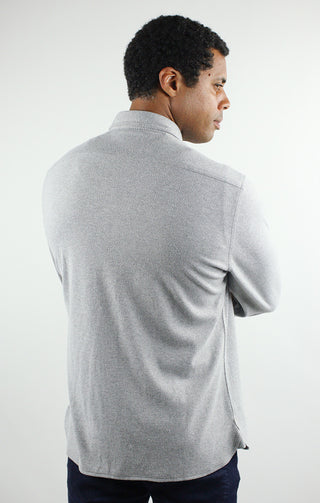 Light Grey Knit Flannel Shirt - JACHS NY