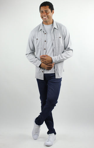 Light Grey Knit Flannel Shirt - JACHS NY