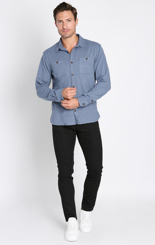 Blue Knit Flannel Shirt - JACHS NY