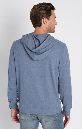 Blue Knit Flannel Hoodie - JACHS NY