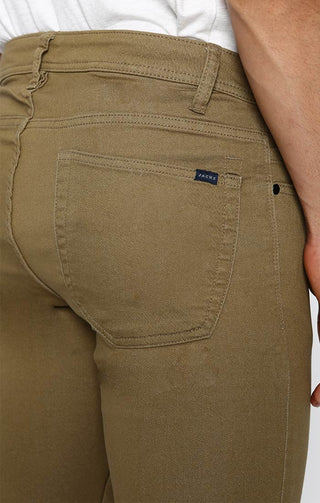 Khaki Straight Fit Stretch Sateen 5 Pocket Pant - JACHS NY