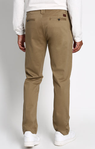 Khaki Bowie Straight Fit Stretch Sateen Chino Pant - JACHS NY