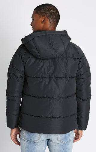 Black Hooded Quilted Puffer Jacket - JACHS NY