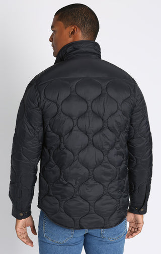 Black Quilted Flannel Lined Puffer Jacket - JACHS NY