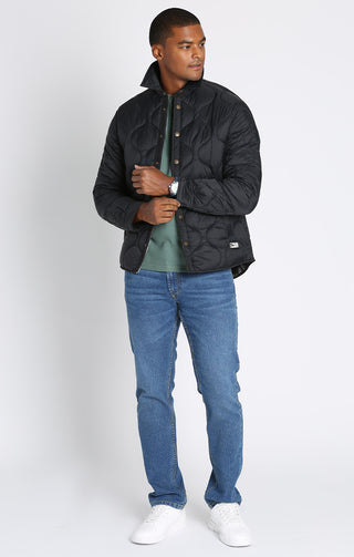 Black Quilted Flannel Lined Puffer Jacket - JACHS NY