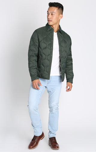 Forest Green Quilted Flannel Lined Puffer Jacket - JACHS NY