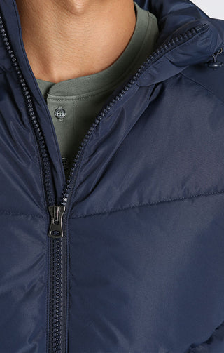 Navy Quilted Hooded Puffer Jacket - JACHS NY