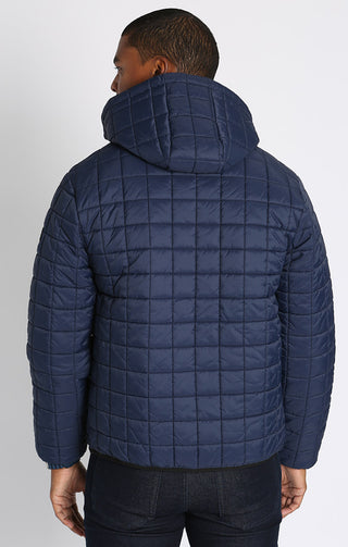 Navy Light Quilted Hooded Puffer Jacket - JACHS NY