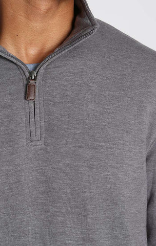 Grey Quarter Zip Soft Touch Fleece Pullover - JACHS NY