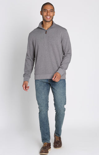 Grey Quarter Zip Soft Touch Fleece Pullover - JACHS NY