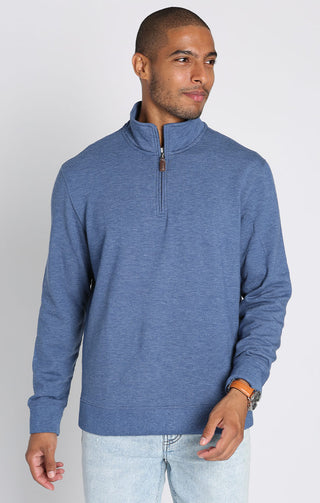 Blue Quarter Zip Soft Touch Fleece Pullover - JACHS NY