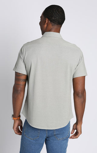 Olive Short Sleeve Knit Oxford Shirt - JACHS NY
