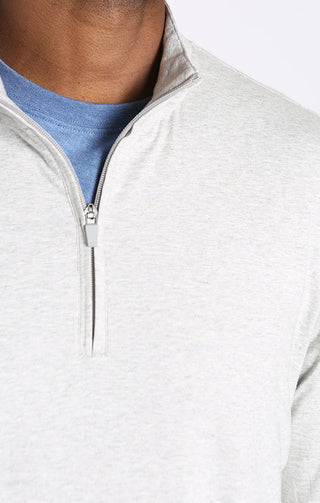 Grey Cotton Modal Quarter Zip Pullover - JACHS NY