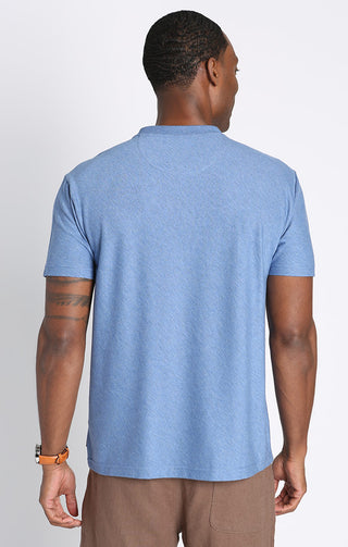 Blue Cotton Modal Short Sleeve Crewneck - JACHS NY