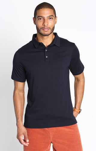Navy Pima Cotton Polo Shirt - JACHS NY