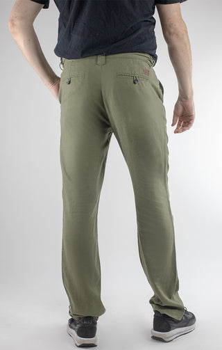 Olive Straight Fit Linen Blend Chino Pant - JACHS NY