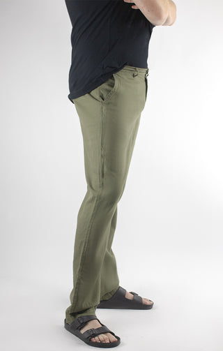 Olive Straight Fit Linen Blend Chino Pant - JACHS NY
