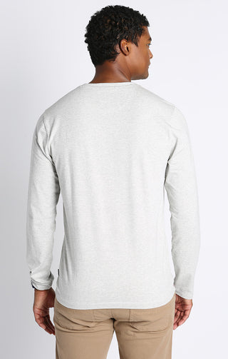 Light Grey Cotton Modal Blend  Long Sleeve Henley - JACHS NY