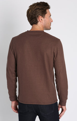 Brown Sherpa Lined Waffle Henley - JACHS NY