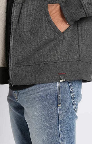 Sherpa Lined Waffle Hoodie - JACHS NY