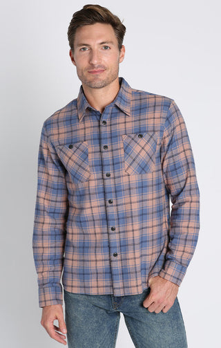 Blue Stretch Midweight Flannel Workshirt - JACHS NY
