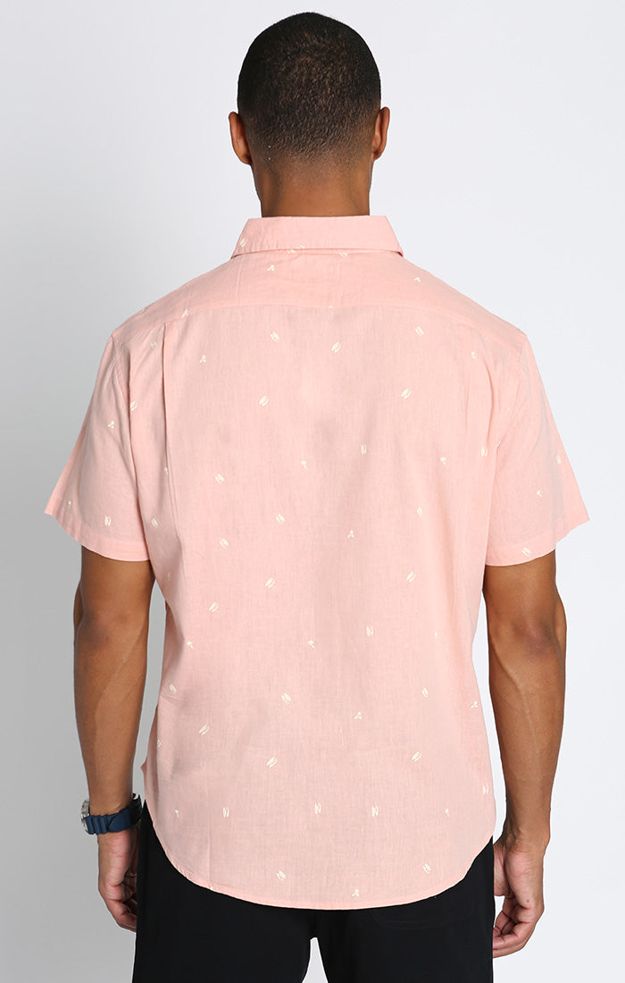 Pink Surfer Short Shirt JACHS Linen Sleeve Print – Cotton NY